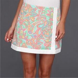 Lilly Pulitzer Spence Skort Pink Green Paisley Mini Skirt Make a Splash Size 4